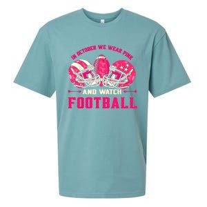 In October We Wear Pink And Watch Football Breast Cancer Sueded Cloud Jersey T-Shirt