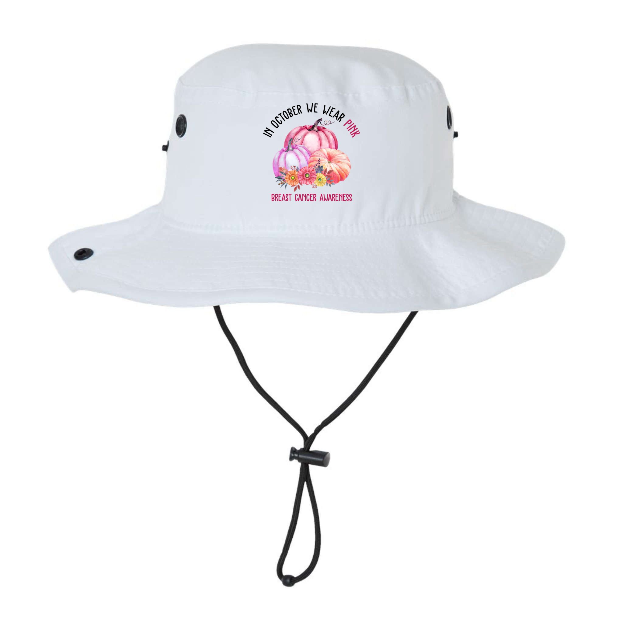 In October We Wear Pink Breast Cancer Awareness Pumpkin Fall Bucket Hat