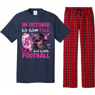 In October We Wear Pink Football Breast Cancer Awareness Pajama Set