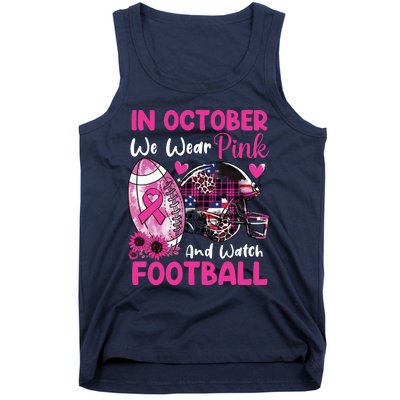 In October We Wear Pink Football Breast Cancer Awareness Tank Top