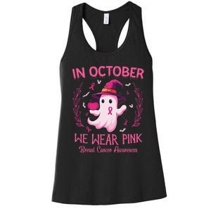 In October We Wear Pin.K Breast Cancer Awareness Women Women's Racerback Tank