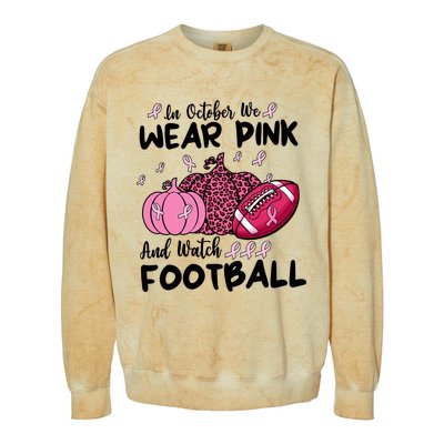 In October We Wear Pink And Watch Football Breast Cancer Colorblast Crewneck Sweatshirt