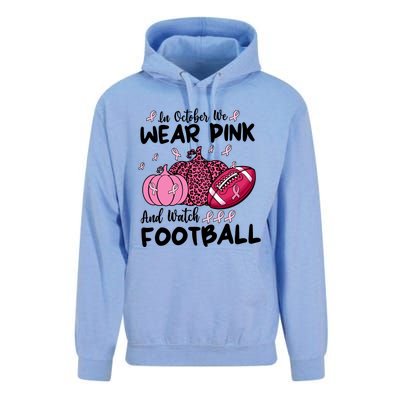 In October We Wear Pink And Watch Football Breast Cancer Unisex Surf Hoodie