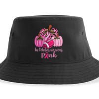 In October We Wear Pink Football Pumpkin Breast Cancer Sustainable Bucket Hat