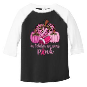 In October We Wear Pink Football Pumpkin Breast Cancer Toddler Fine Jersey T-Shirt