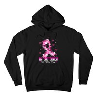 In October We Wear Pink Breast Cancer Awareness Pink Ribbons Hoodie