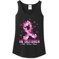 In October We Wear Pink Breast Cancer Awareness Pink Ribbons Ladies Essential Tank