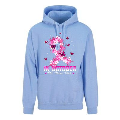 In October We Wear Pink Breast Cancer Awareness Pink Ribbons Unisex Surf Hoodie