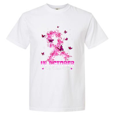 In October We Wear Pink Breast Cancer Awareness Pink Ribbons Garment-Dyed Heavyweight T-Shirt