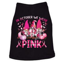 In October We Wear Pink Gnomes Breast Cancer Funny Halloween Doggie Tank