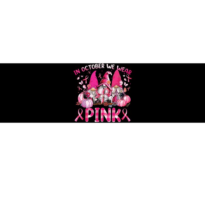 In October We Wear Pink Gnomes Breast Cancer Funny Halloween Bumper Sticker