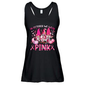 In October We Wear Pink Gnomes Breast Cancer Funny Halloween Ladies Essential Flowy Tank