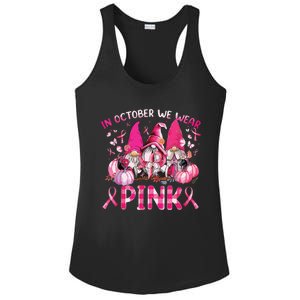 In October We Wear Pink Gnomes Breast Cancer Funny Halloween Ladies PosiCharge Competitor Racerback Tank