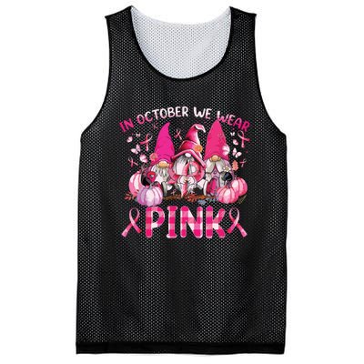 In October We Wear Pink Gnomes Breast Cancer Funny Halloween Mesh Reversible Basketball Jersey Tank