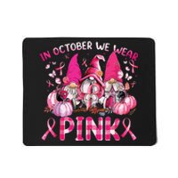 In October We Wear Pink Gnomes Breast Cancer Funny Halloween Mousepad