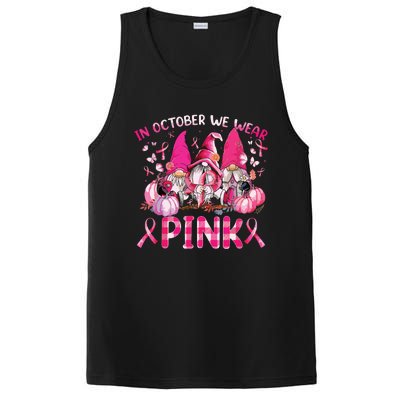 In October We Wear Pink Gnomes Breast Cancer Funny Halloween PosiCharge Competitor Tank