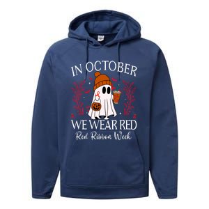 In October We Wear Red For Red Ribbon Week Awareness Performance Fleece Hoodie