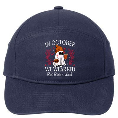 In October We Wear Red For Red Ribbon Week Awareness 7-Panel Snapback Hat