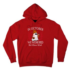 In October We Wear Red For Red Ribbon Week Awareness Hoodie