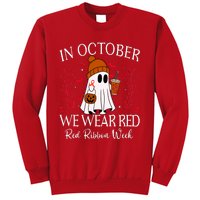 In October We Wear Red For Red Ribbon Week Awareness Sweatshirt