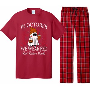 In October We Wear Red For Red Ribbon Week Awareness Pajama Set