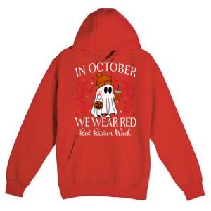 In October We Wear Red For Red Ribbon Week Awareness Premium Pullover Hoodie