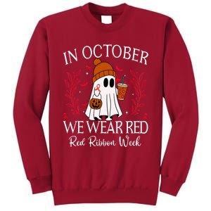 In October We Wear Red For Red Ribbon Week Awareness Tall Sweatshirt