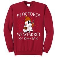 In October We Wear Red For Red Ribbon Week Awareness Tall Sweatshirt