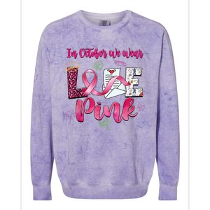 In October We Wear Love Postal Worker Breast Cancer Colorblast Crewneck Sweatshirt