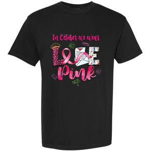 In October We Wear Love Postal Worker Breast Cancer Garment-Dyed Heavyweight T-Shirt