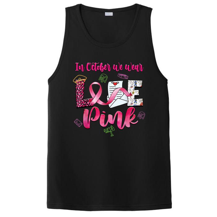 In October We Wear Love Postal Worker Breast Cancer PosiCharge Competitor Tank