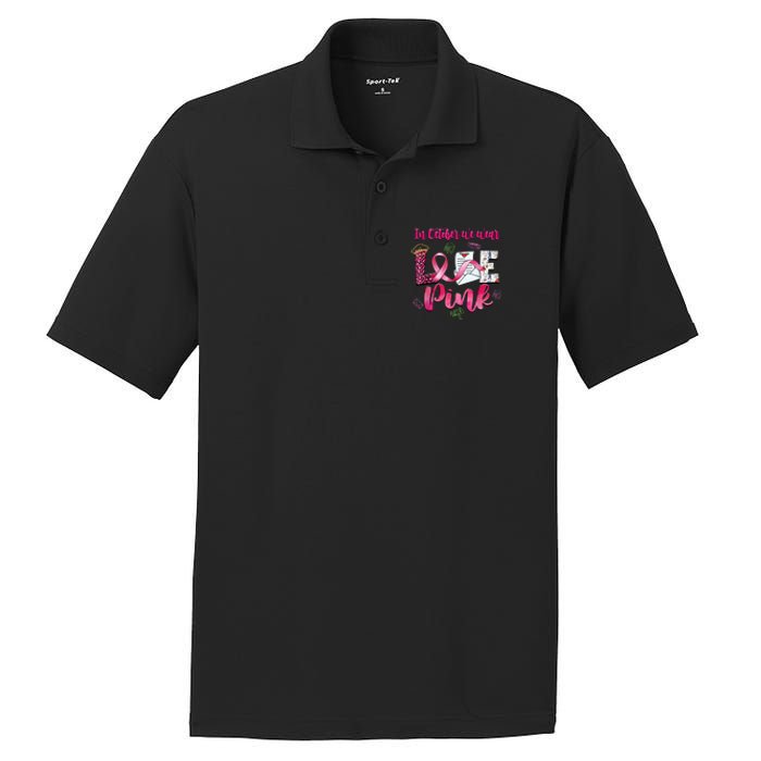 In October We Wear Love Postal Worker Breast Cancer PosiCharge RacerMesh Polo