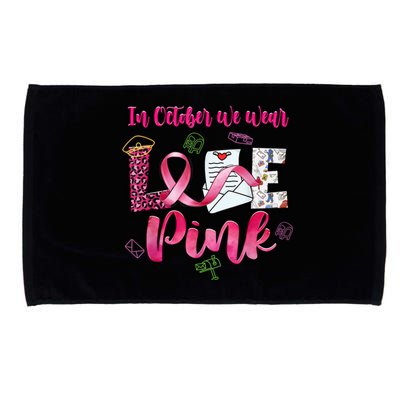 In October We Wear Love Postal Worker Breast Cancer Microfiber Hand Towel