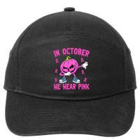 In October We Wear Pink Breast Cancer Pumpkin Halloween 7-Panel Snapback Hat