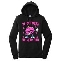 In October We Wear Pink Breast Cancer Pumpkin Halloween Women's Pullover Hoodie