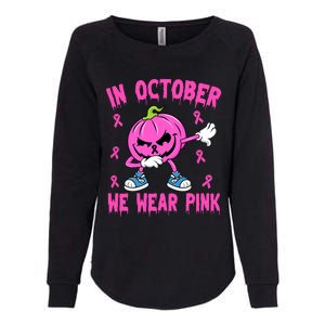 In October We Wear Pink Breast Cancer Pumpkin Halloween Womens California Wash Sweatshirt