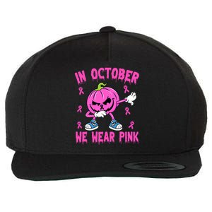 In October We Wear Pink Breast Cancer Pumpkin Halloween Wool Snapback Cap