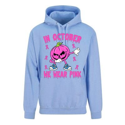 In October We Wear Pink Breast Cancer Pumpkin Halloween Unisex Surf Hoodie