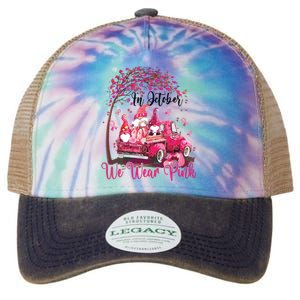 In October We Wear Pink Gnomes Truck Breast Cancer Legacy Tie Dye Trucker Hat