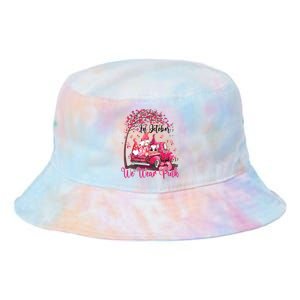 In October We Wear Pink Gnomes Truck Breast Cancer Tie Dye Newport Bucket Hat