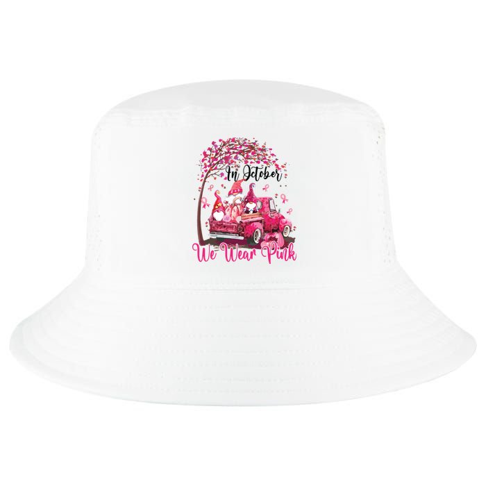 In October We Wear Pink Gnomes Truck Breast Cancer Cool Comfort Performance Bucket Hat