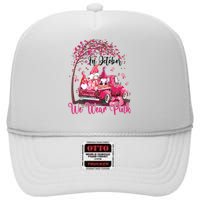 In October We Wear Pink Gnomes Truck Breast Cancer High Crown Mesh Back Trucker Hat