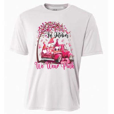 In October We Wear Pink Gnomes Truck Breast Cancer Cooling Performance Crew T-Shirt