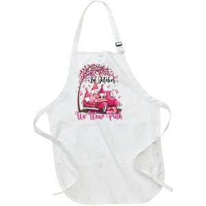 In October We Wear Pink Gnomes Truck Breast Cancer Full-Length Apron With Pockets