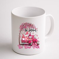 In October We Wear Pink Gnomes Truck Breast Cancer Coffee Mug