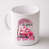 In October We Wear Pink Gnomes Truck Breast Cancer Coffee Mug