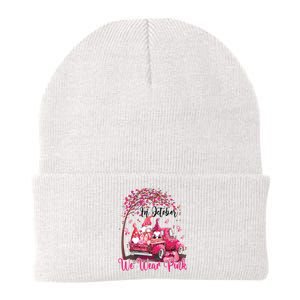 In October We Wear Pink Gnomes Truck Breast Cancer Knit Cap Winter Beanie