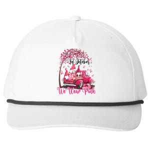 In October We Wear Pink Gnomes Truck Breast Cancer Snapback Five-Panel Rope Hat