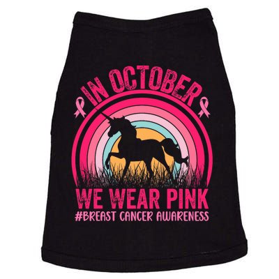 In October We Wear Pink Unicorn Breast Cancer Awareness Doggie Tank