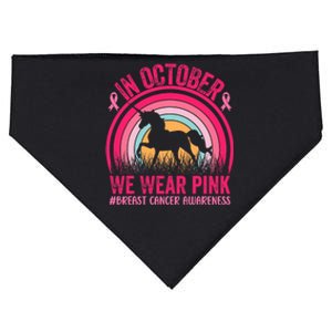 In October We Wear Pink Unicorn Breast Cancer Awareness USA-Made Doggie Bandana